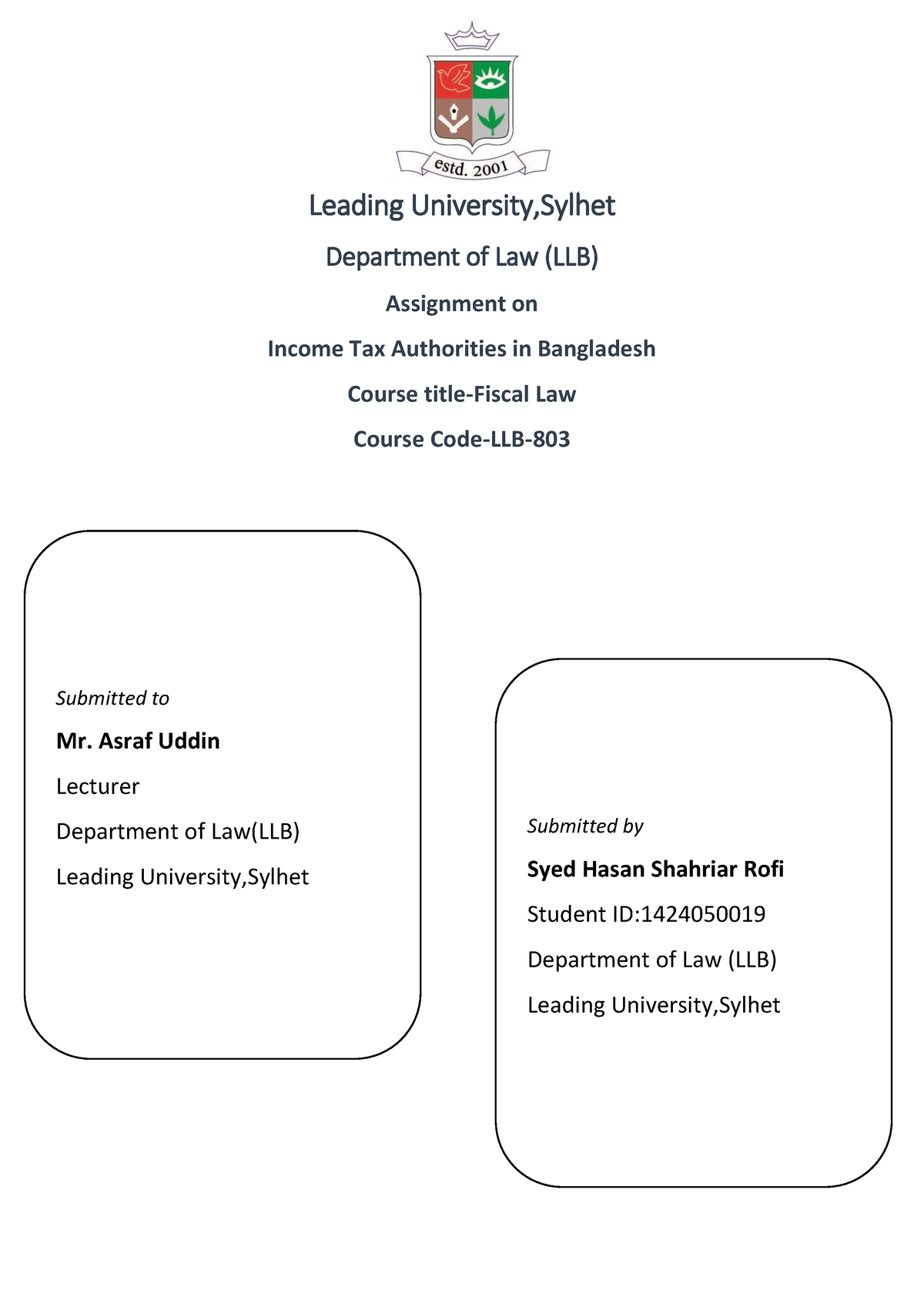 assignment on income tax authorities in bangladesh