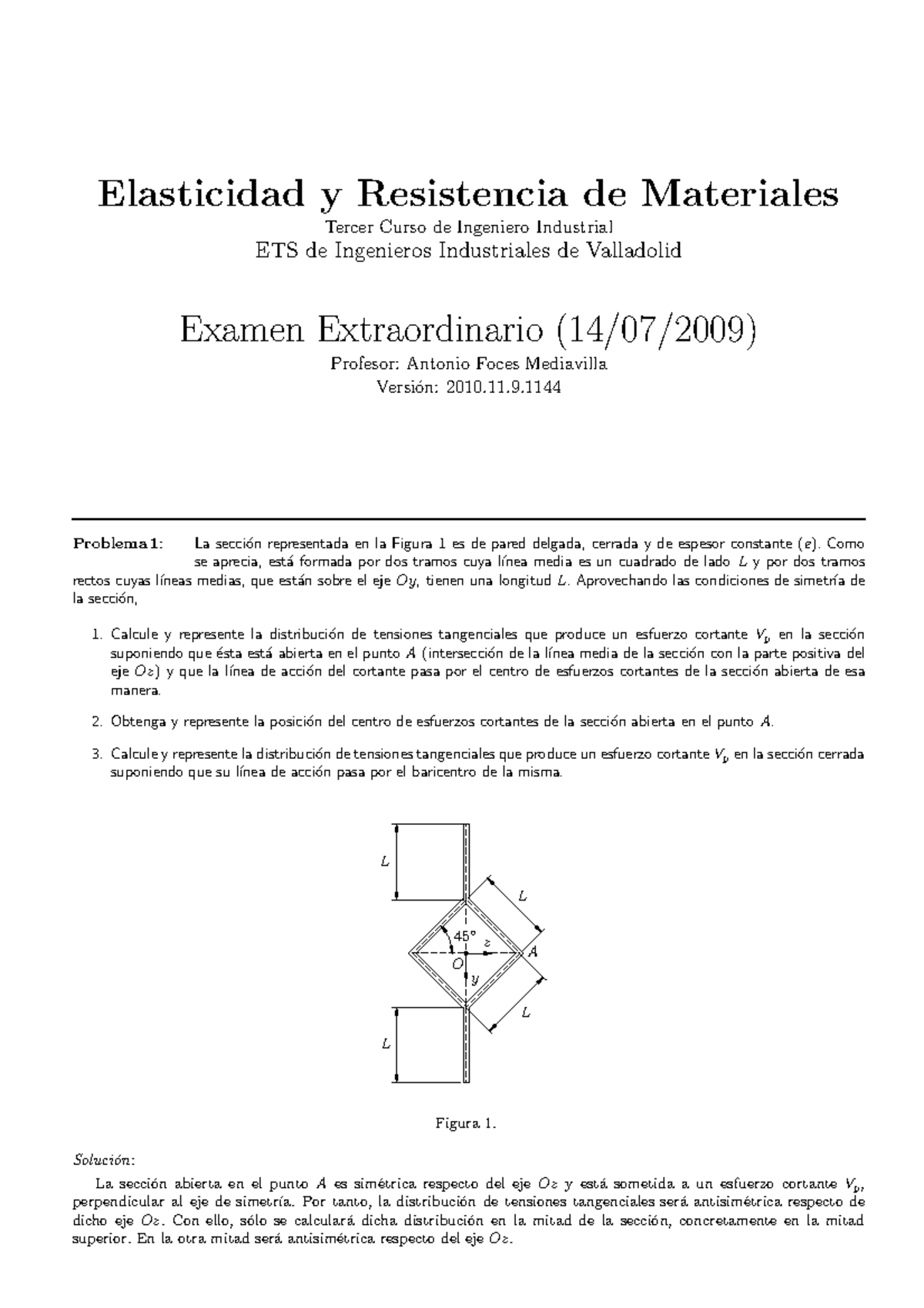 090714 Examen 14-07-2009 (v-2010 .11 - Elasticidad Y Resistencia De ...