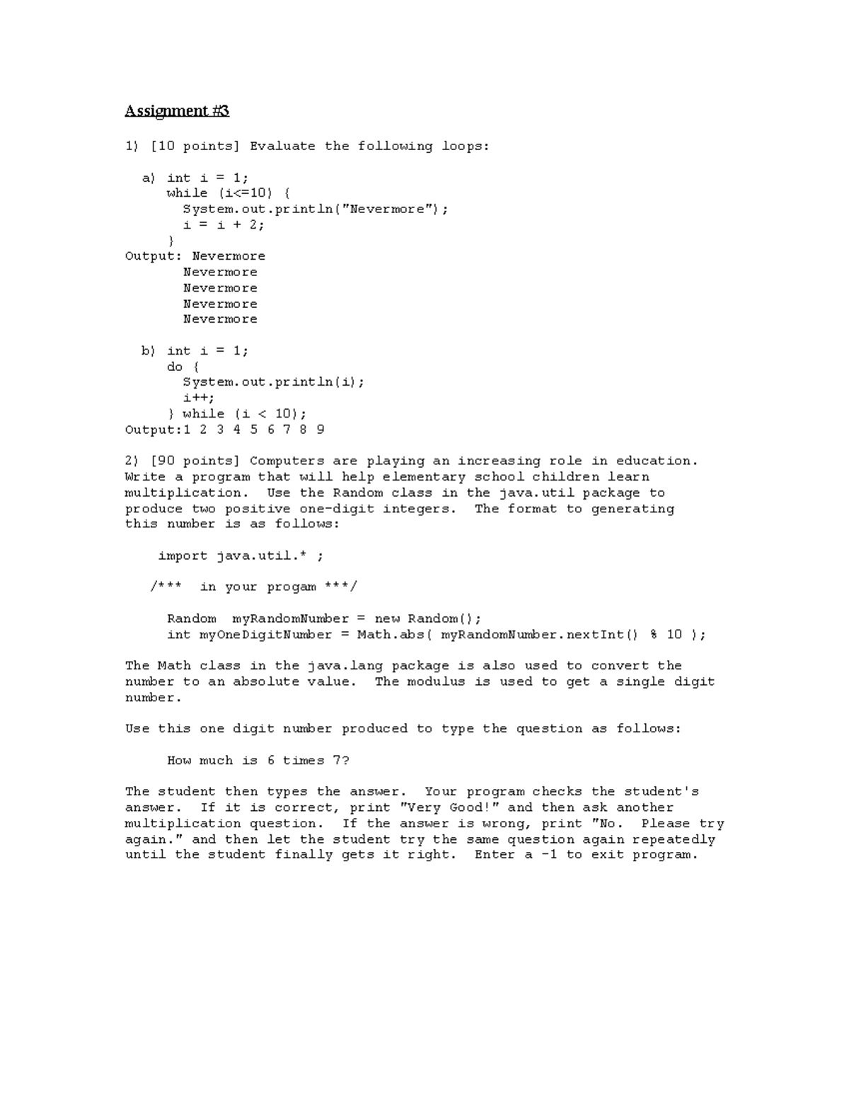 Hw3a - Computer Science - Assignment [10 points] Evaluate the following ...