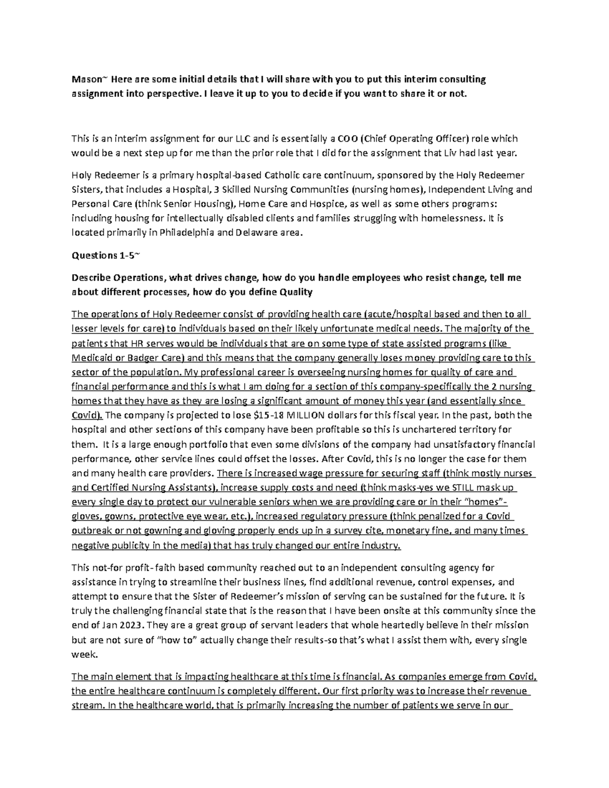 Answers to the Interview Questions Mason Here are some initial