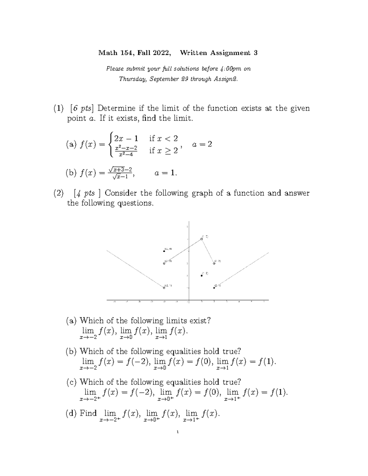 MATH154-hw3 - Homework Assignment #3 - Math 154, Fall 2022, Written ...