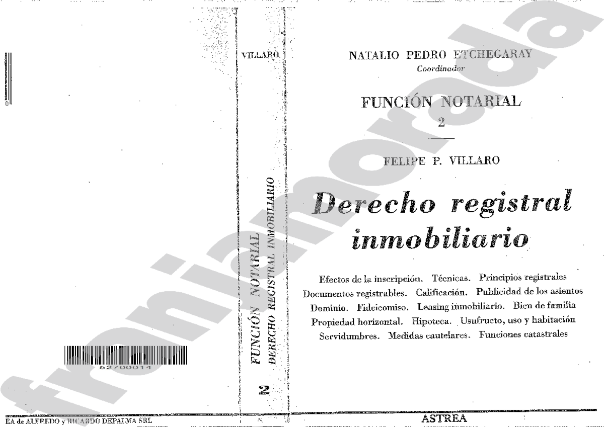 D. Registral Inmobiliario - Villaro - Derecho Registral I - Studocu