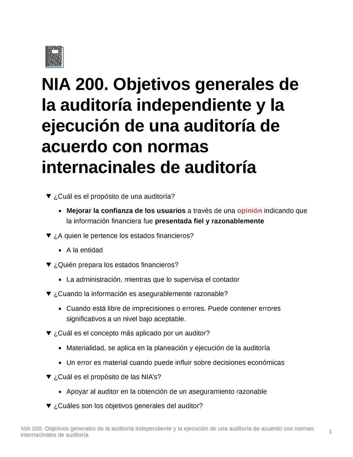 Resumen De NIA 200 - Á NIA 200. Objetivos Generales De La Auditoría ...