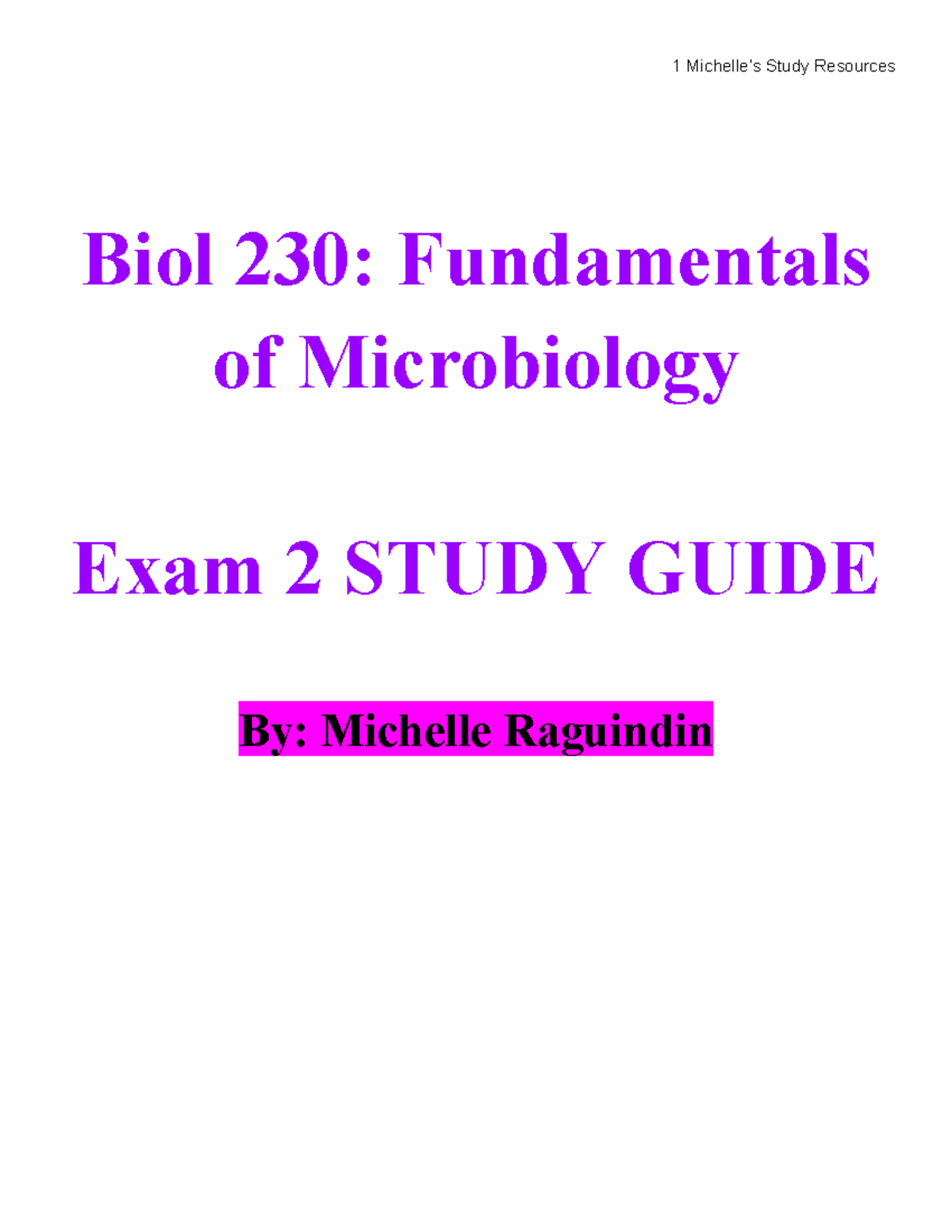 BIOL 230 EXAM 2-2 - Lecture Notes - Biol 230: Fundamentals Of ...