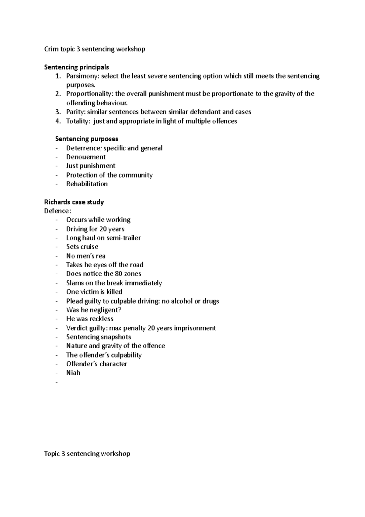 Crim topic 3 sentencing workshop - Crim topic 3 sentencing workshop ...