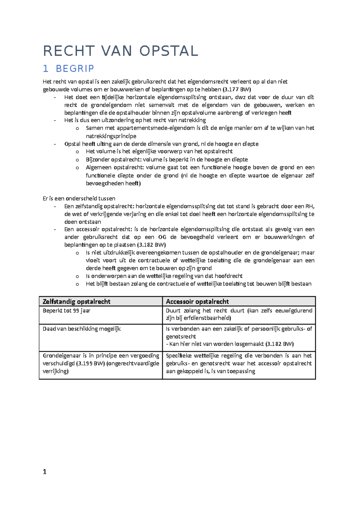 Samenvatting Opstal - RECHT VAN OPSTAL 1 BEGRIP Het Recht Van Opstal Is ...