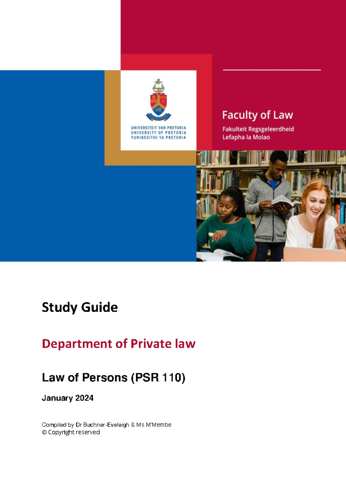 PSR 110 Study Guide 2024 - Study Guide Department of Private law Law of ...