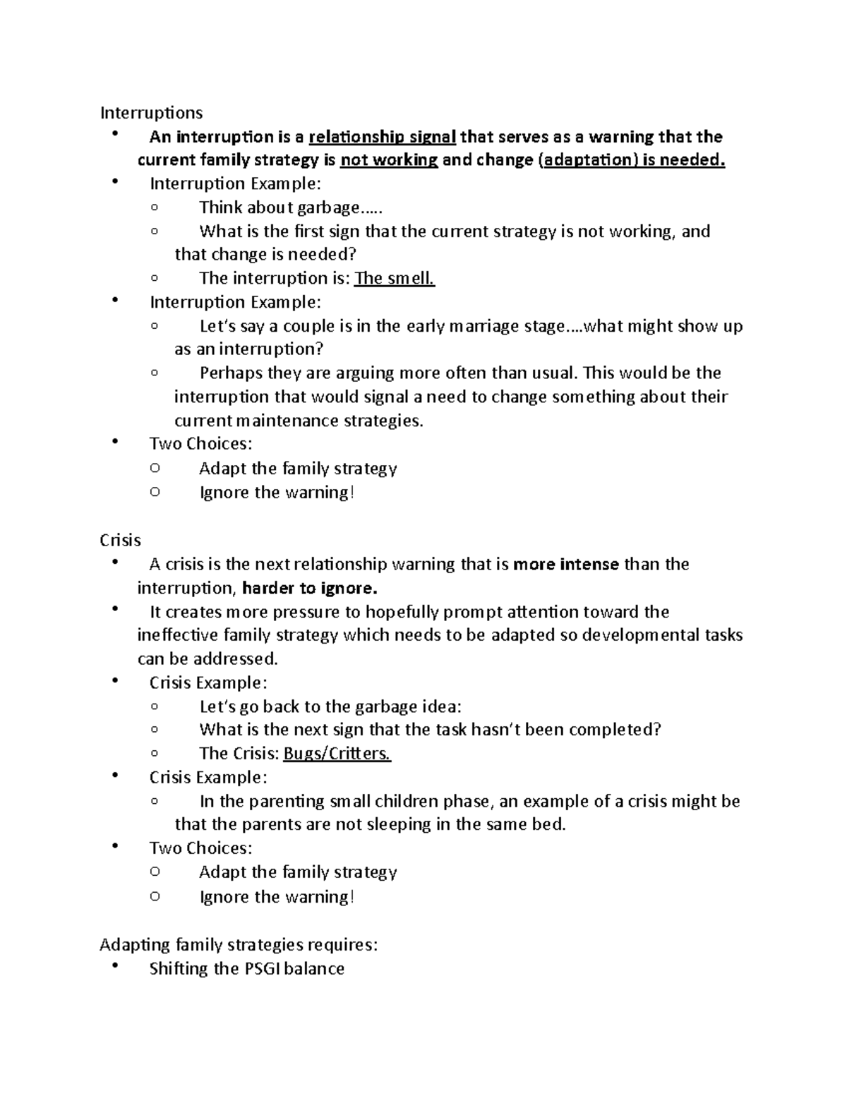 Interruptions, Crisis & Symptoms - Lecture note Week 6 - Interruptions ...