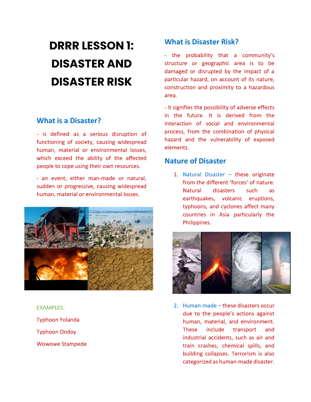 Disaster Readiness And Risk Reduction Lesson 1 - BS Psychology - Studocu