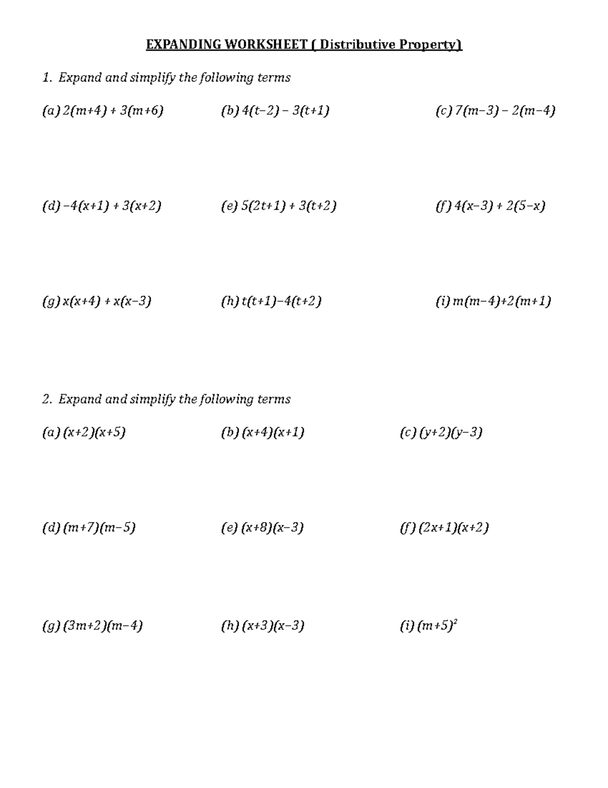 4.3 Expanding WS - Advance function practice - EXPANDING WORKSHEET ...