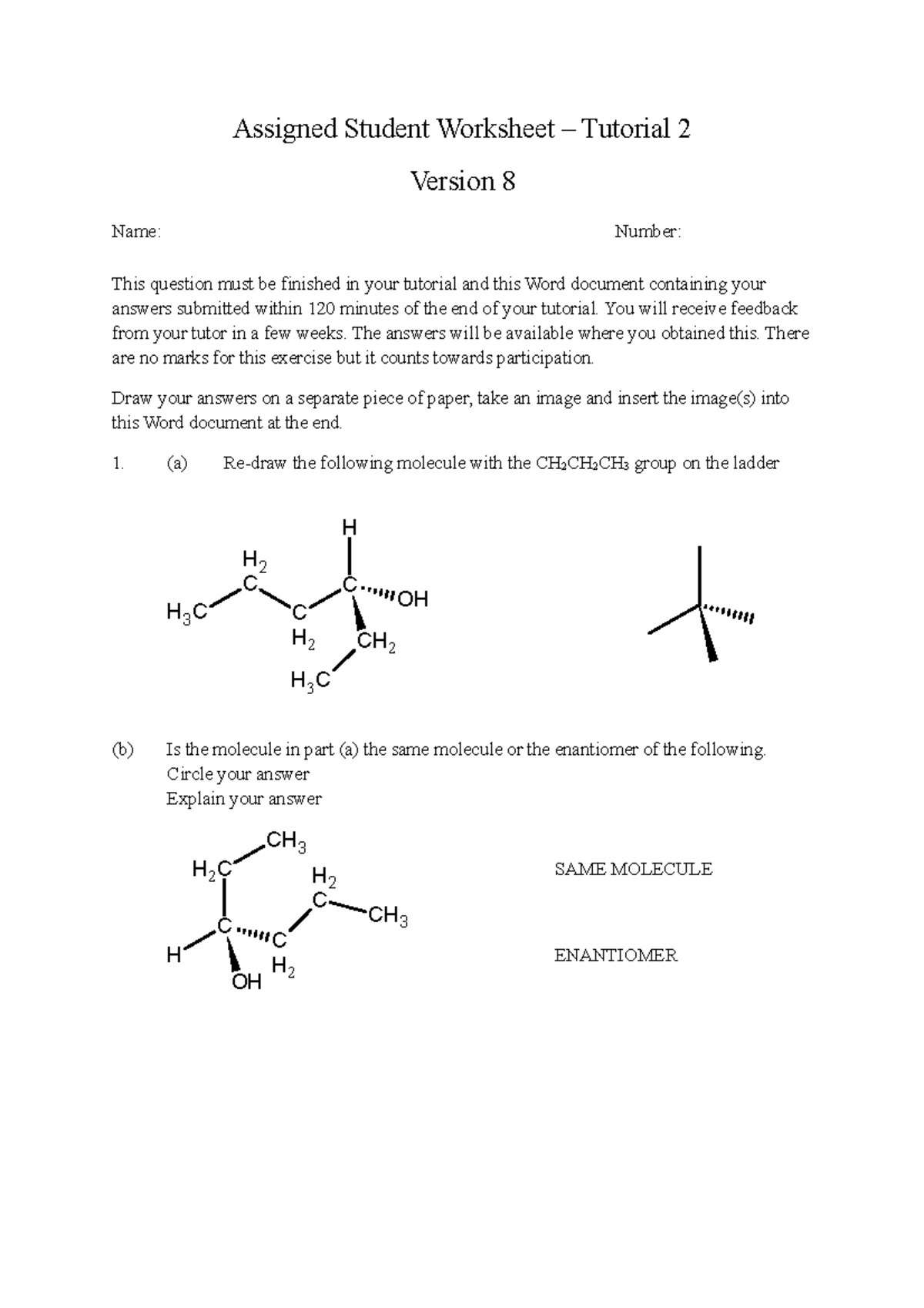 Paper Exercise 1 8 tutorial Assigned Student Worksheet Tutorial 2
