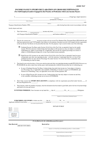 BIR Forms - For Contract Of Service - ANNEX “B-2” INCOME PAYEE’S SWORN ...