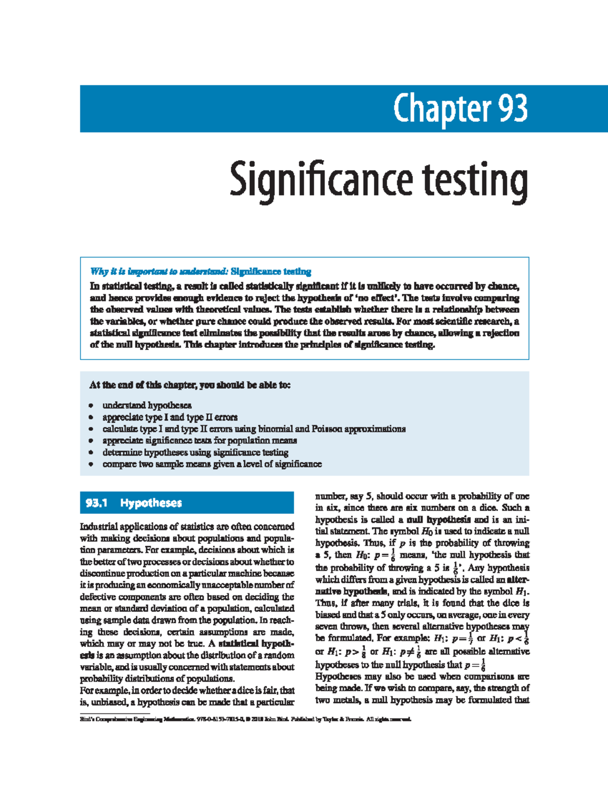 Significance testing - Very efficient - Chapter 93 Significance testing ...
