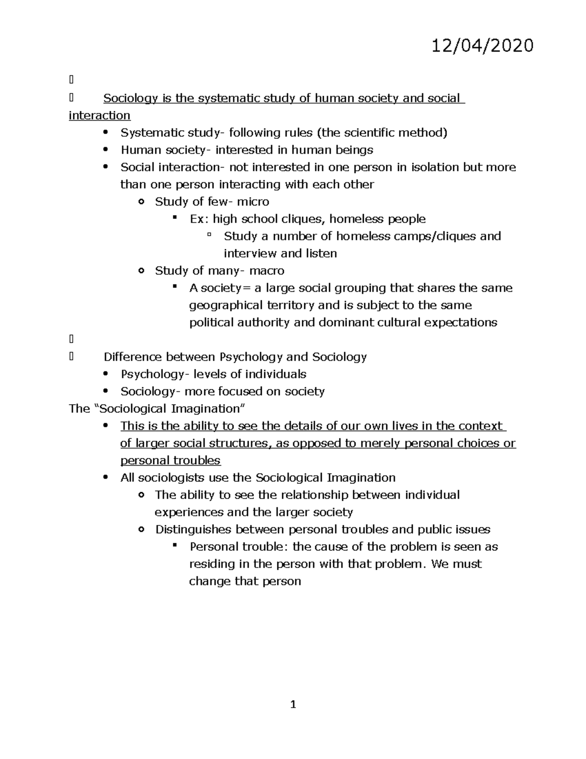 Sociology 2017 - Lecture Notes For Semester - 12/04/ Sociology Is The ...