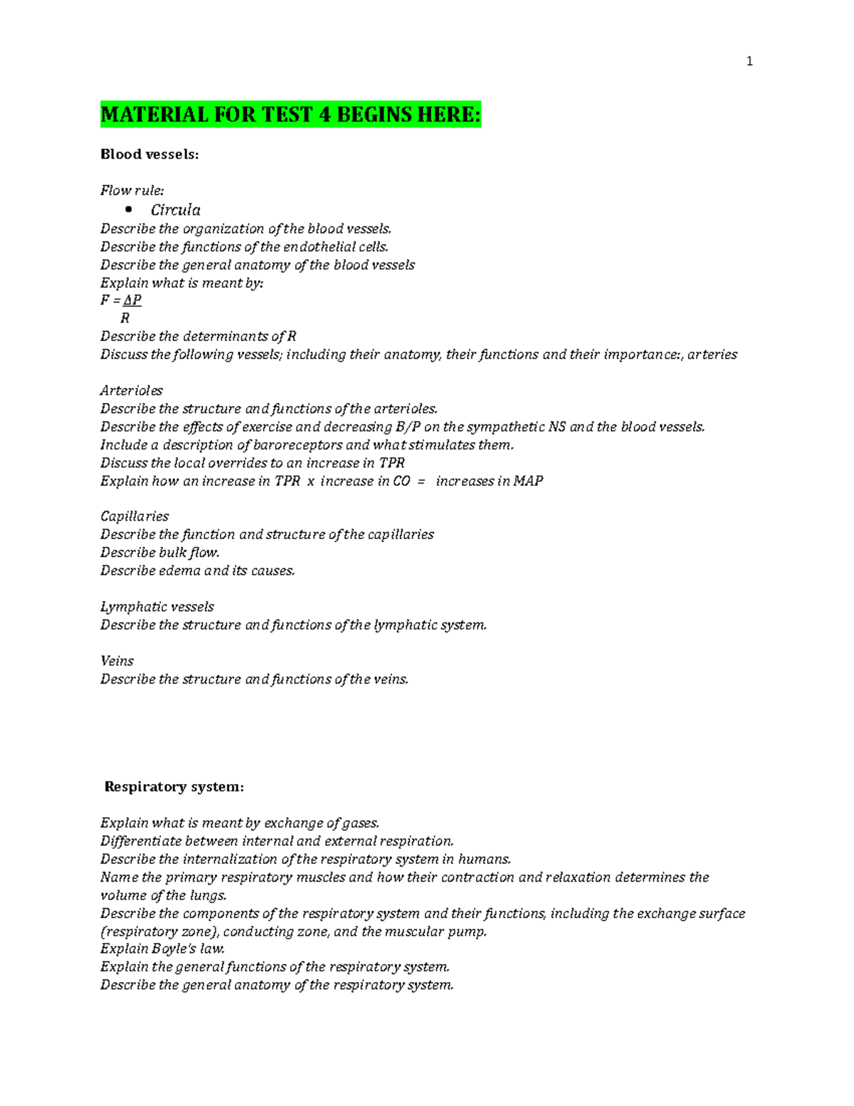 BIO 242 Exam 4 Study Guide Questions - 1 MATERIAL FOR TEST 4 BEGINS ...