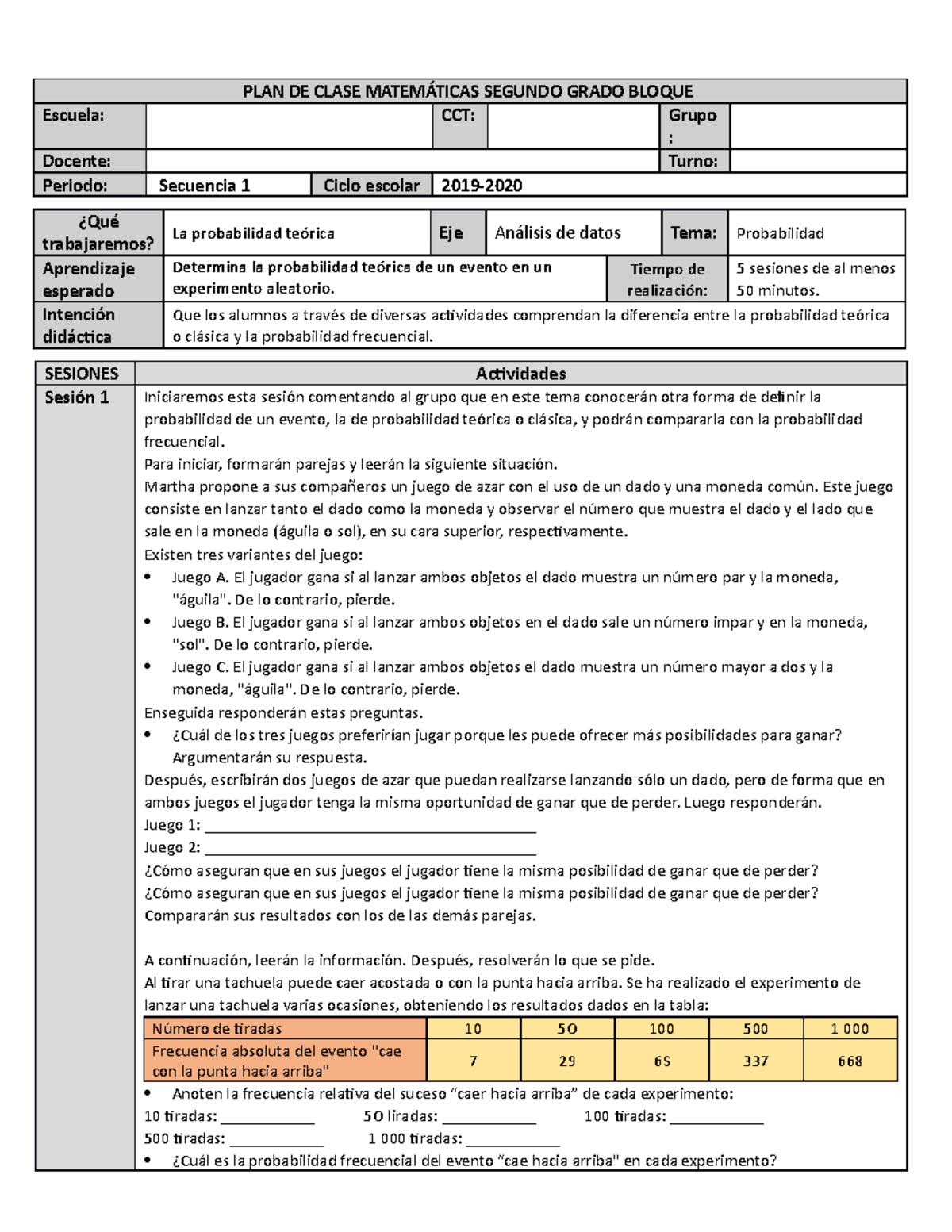 Secuencia 1 PLANEACION - PLAN DE CLASE MATEMÁTICAS SEGUNDO GRADO BLOQUE ...