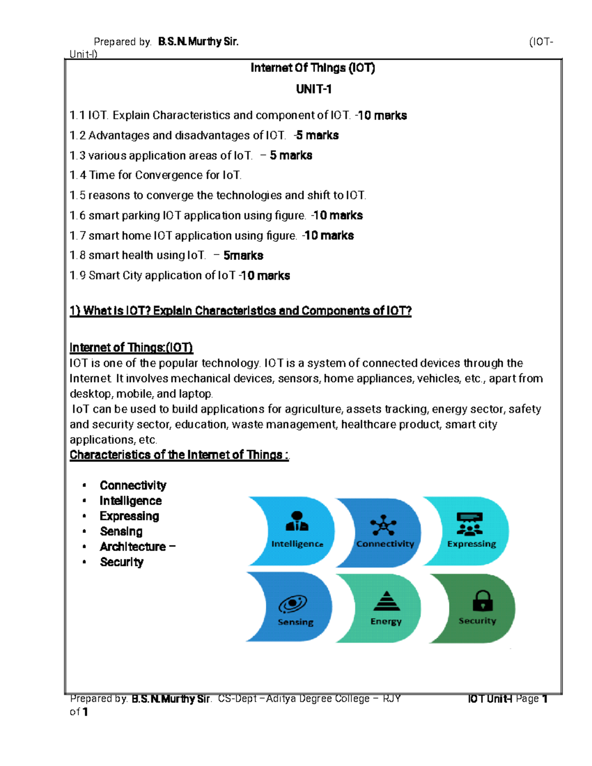 IOT Notes - Unit-I) Preparedby.B.S.N.MurthySir-Dept–AdityaDegreeCollege ...