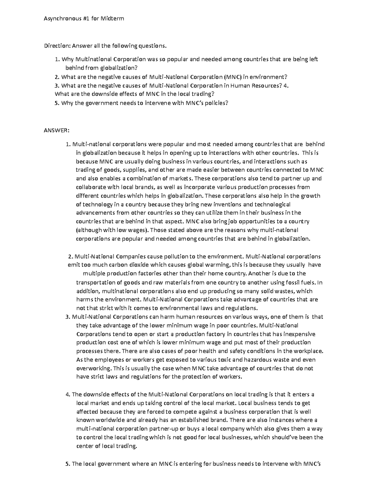 Asyncronous 1 for Midterm - Asynchronous #1 for Midterm Direction ...