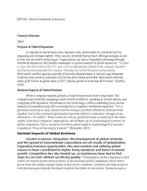 int 220 module 6 global supply chain case study