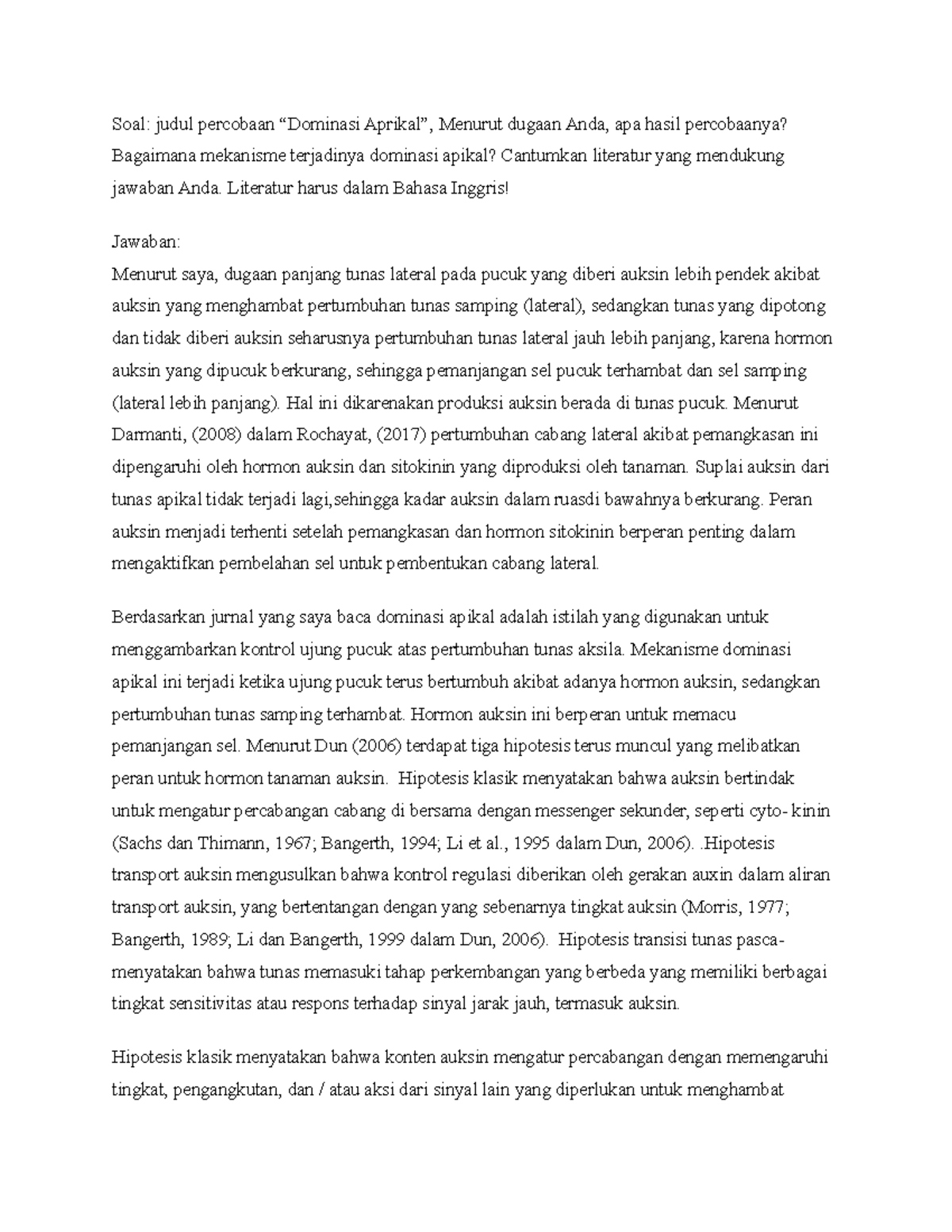 Tugas 3 panjang tunas lateral Soal judul percobaan “Dominasi