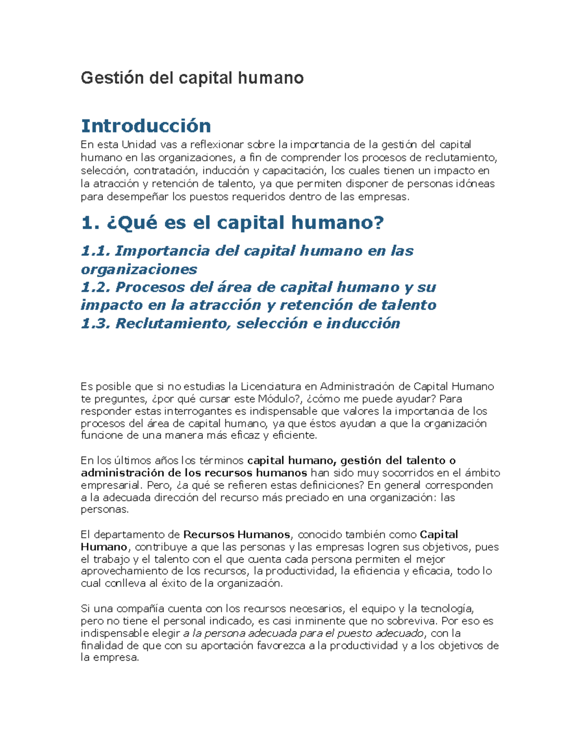 Gesti N Del Capital Humano Gesti N Del Capital Humano Introducci N En