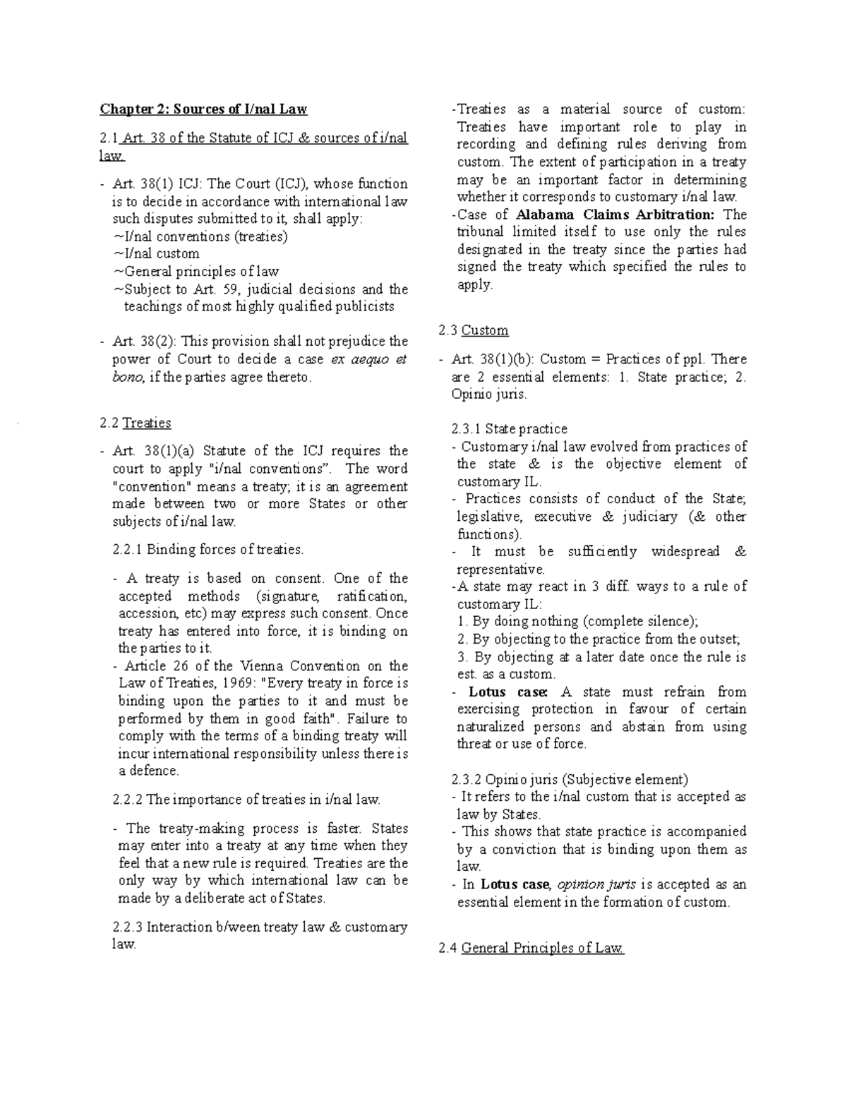 Chapter 2 - Sources of International Law - Chapter 2: Sources of I/nal ...