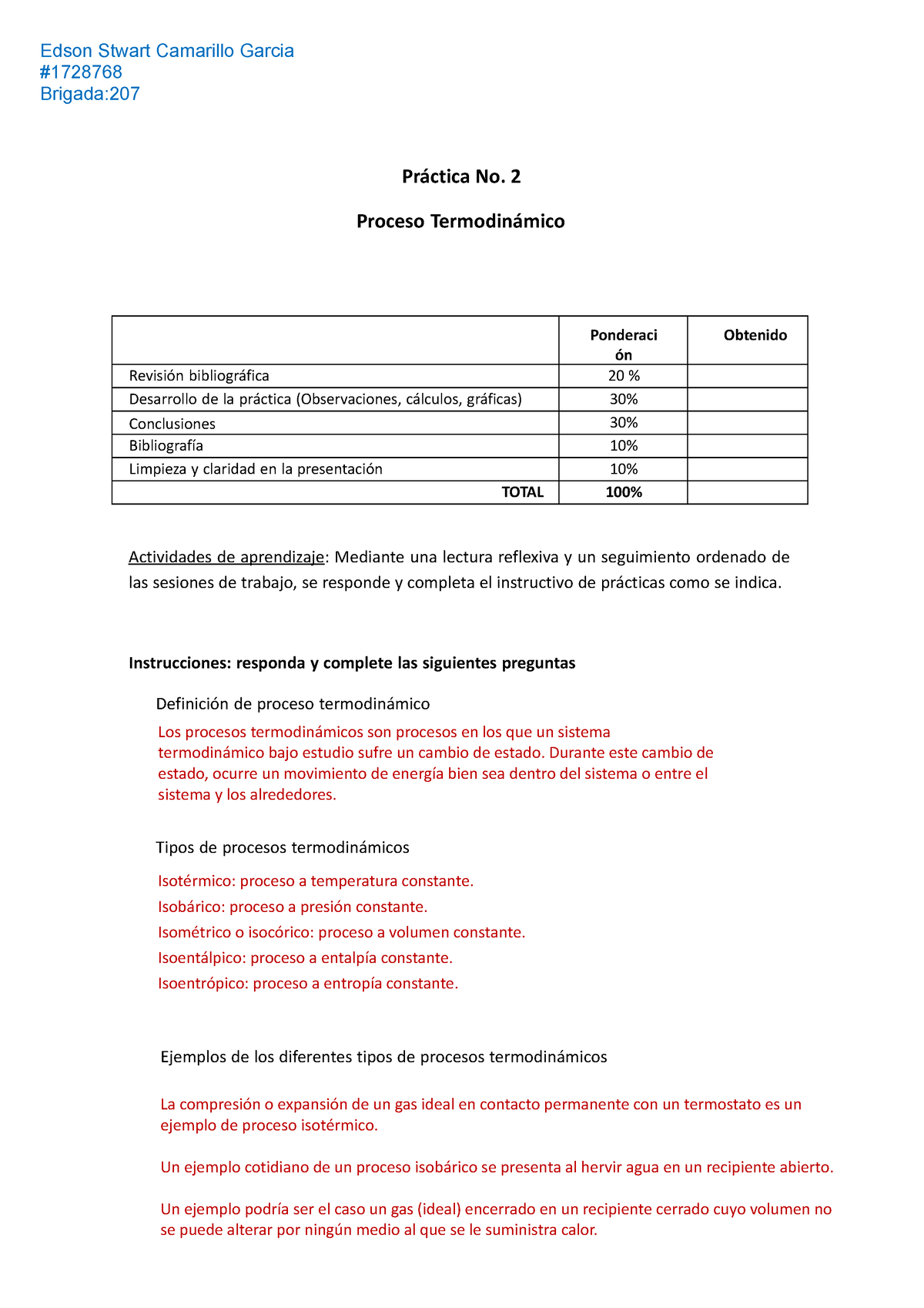 Practica 2 Lab Termodinamica - Termodinámica - UANL - Studocu