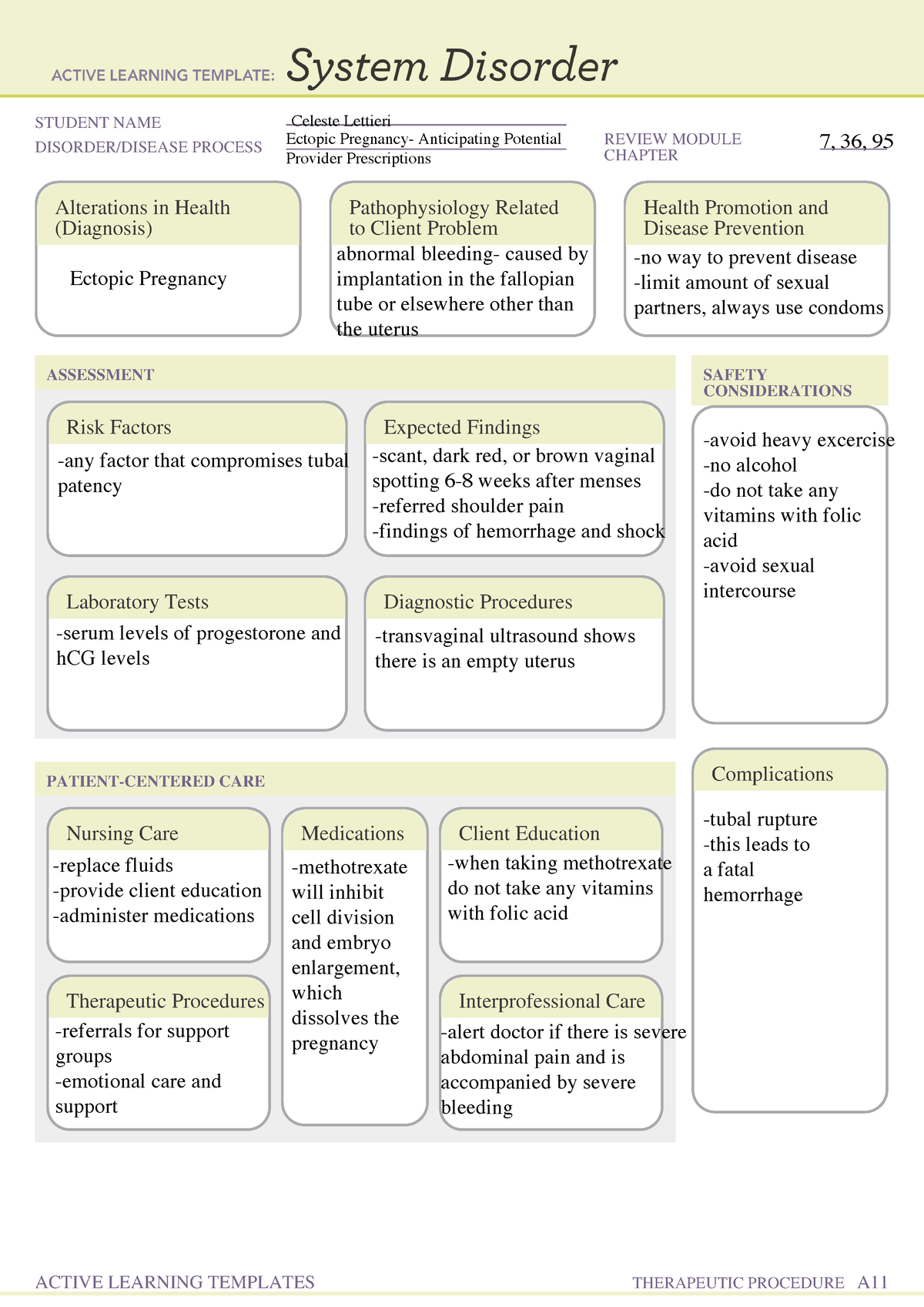 ATI Maternal B Template 2 - STUDENT NAME DISORDER/DISEASE PROCESS ...