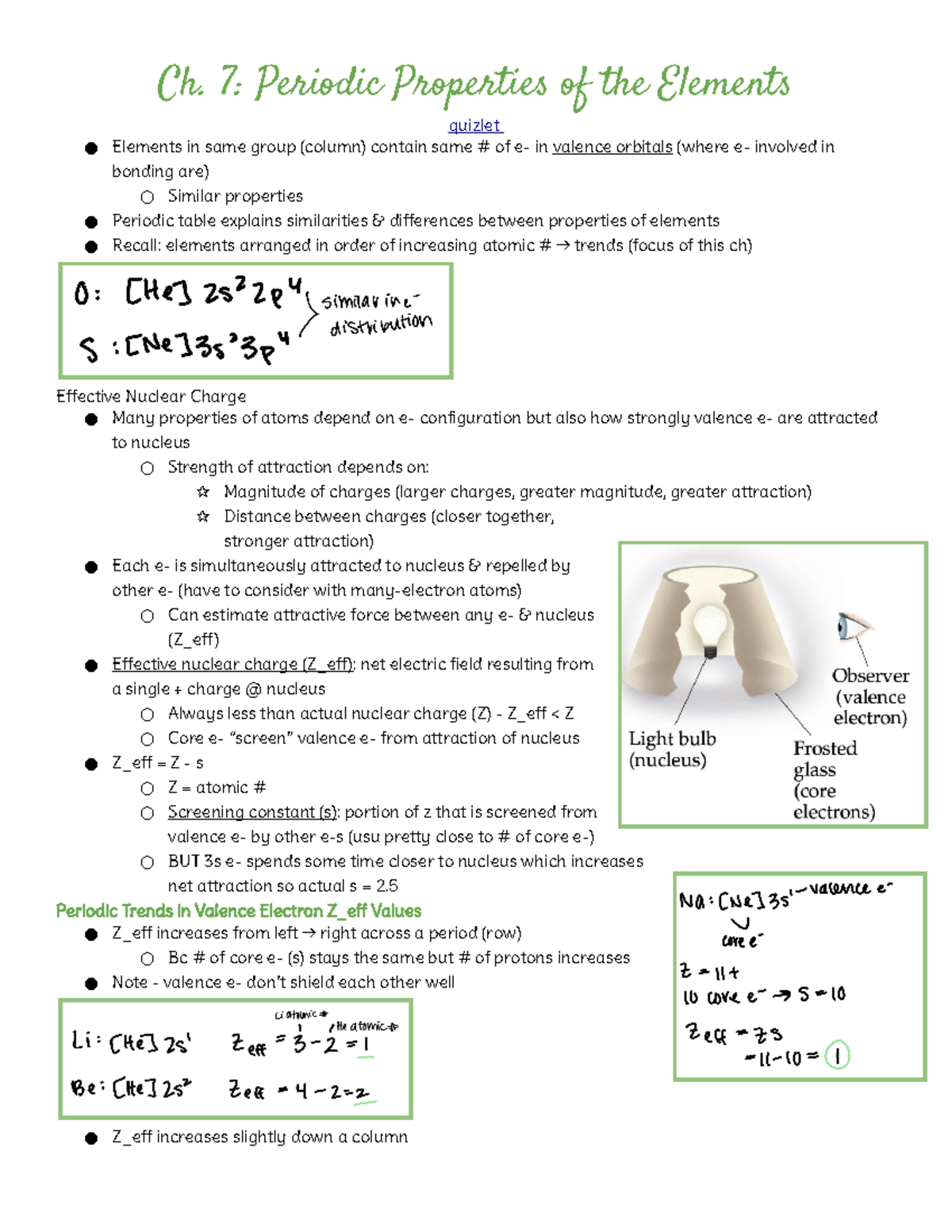 Ch. 7 Periodic Properties of the Elements Ch. 7 Periodic Properties