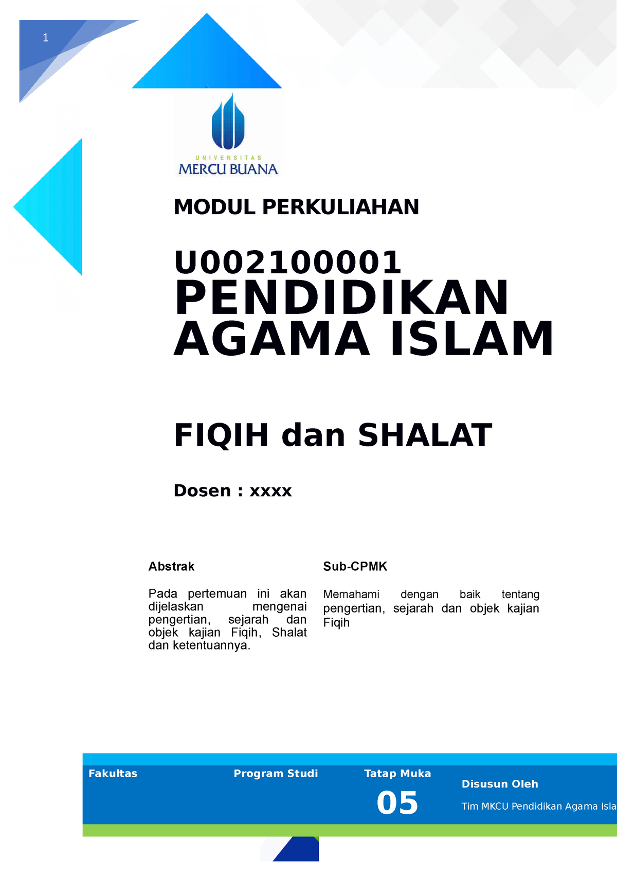 5. Modul - Fiqih DAN Shalat - 1 MODUL PERKULIAHAN U PENDIDIKAN AGAMA ...