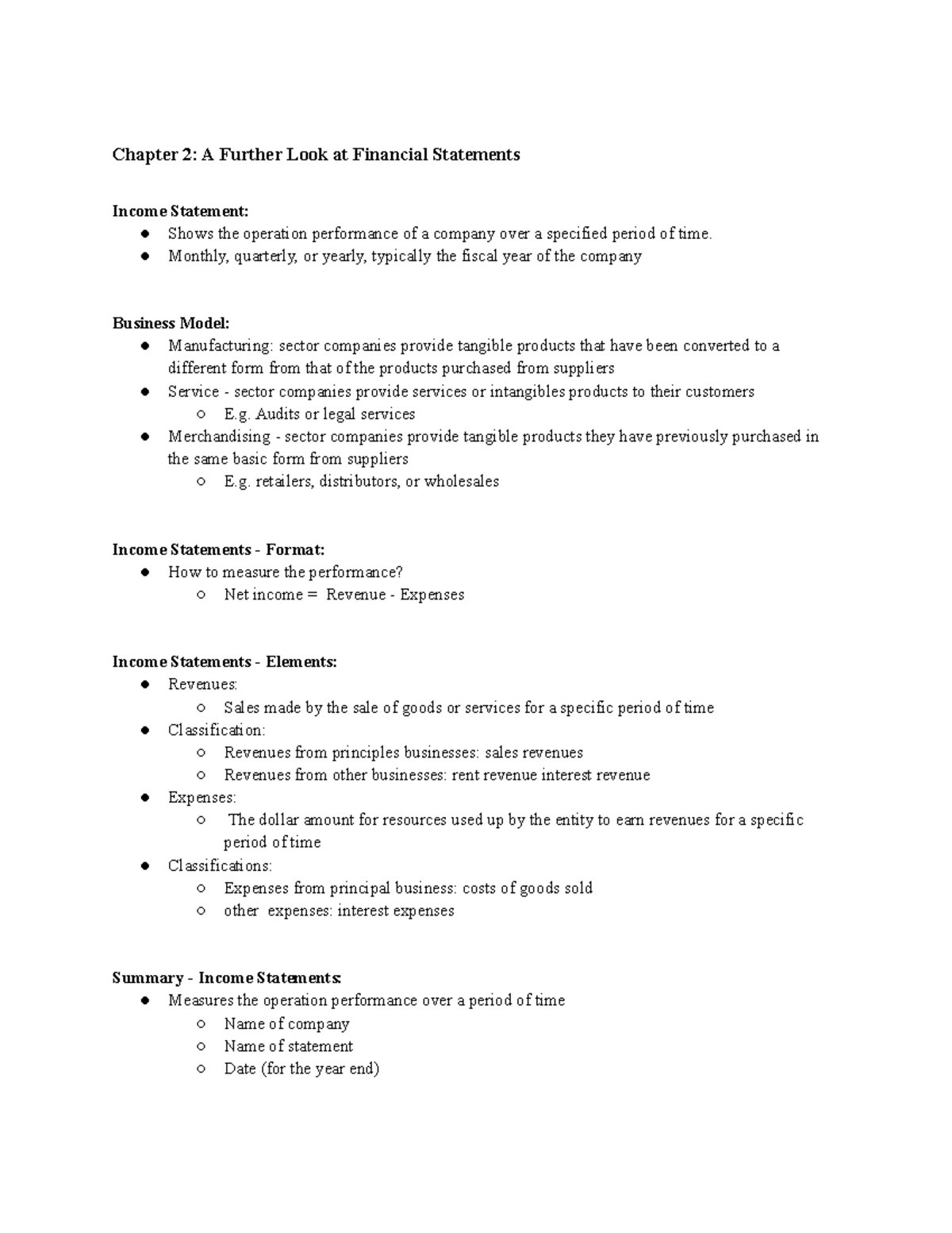 Finanncial Accounting Notes Ch 2 Lecture Study Notes Section P Winter ...