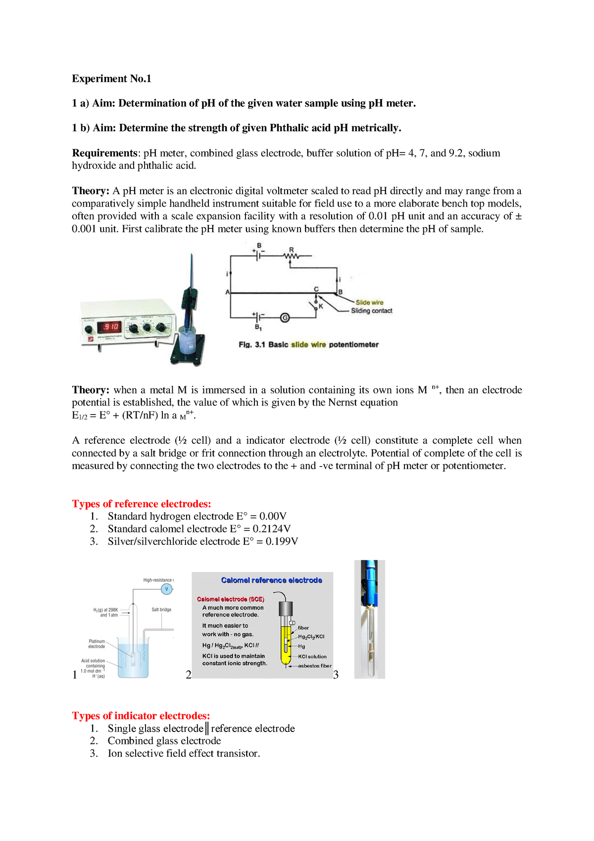 determination of ph of water sample experiment pdf