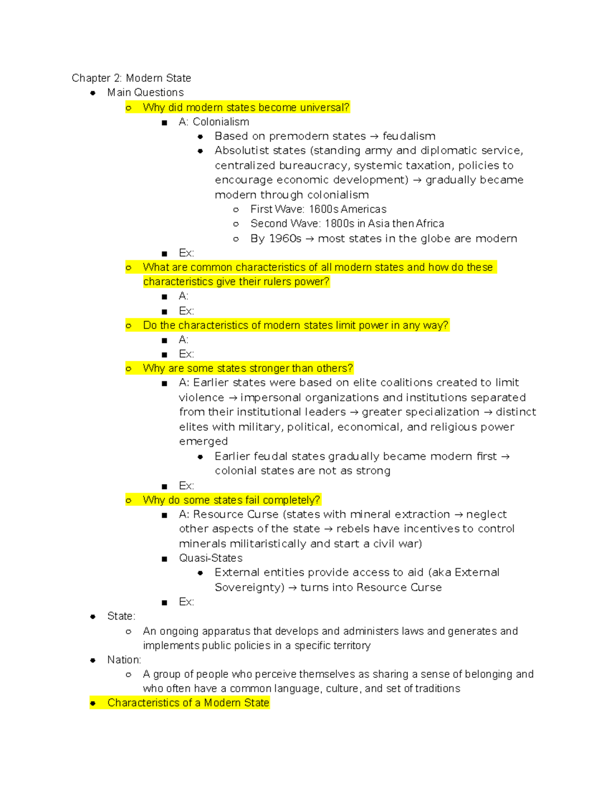 intro-to-comparative-politics-midterm-study-guide-chapter-2-modern