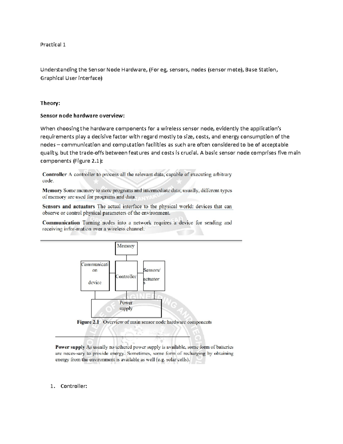 WSN theory - This are the WSN notes - Practical 1 Understanding the ...