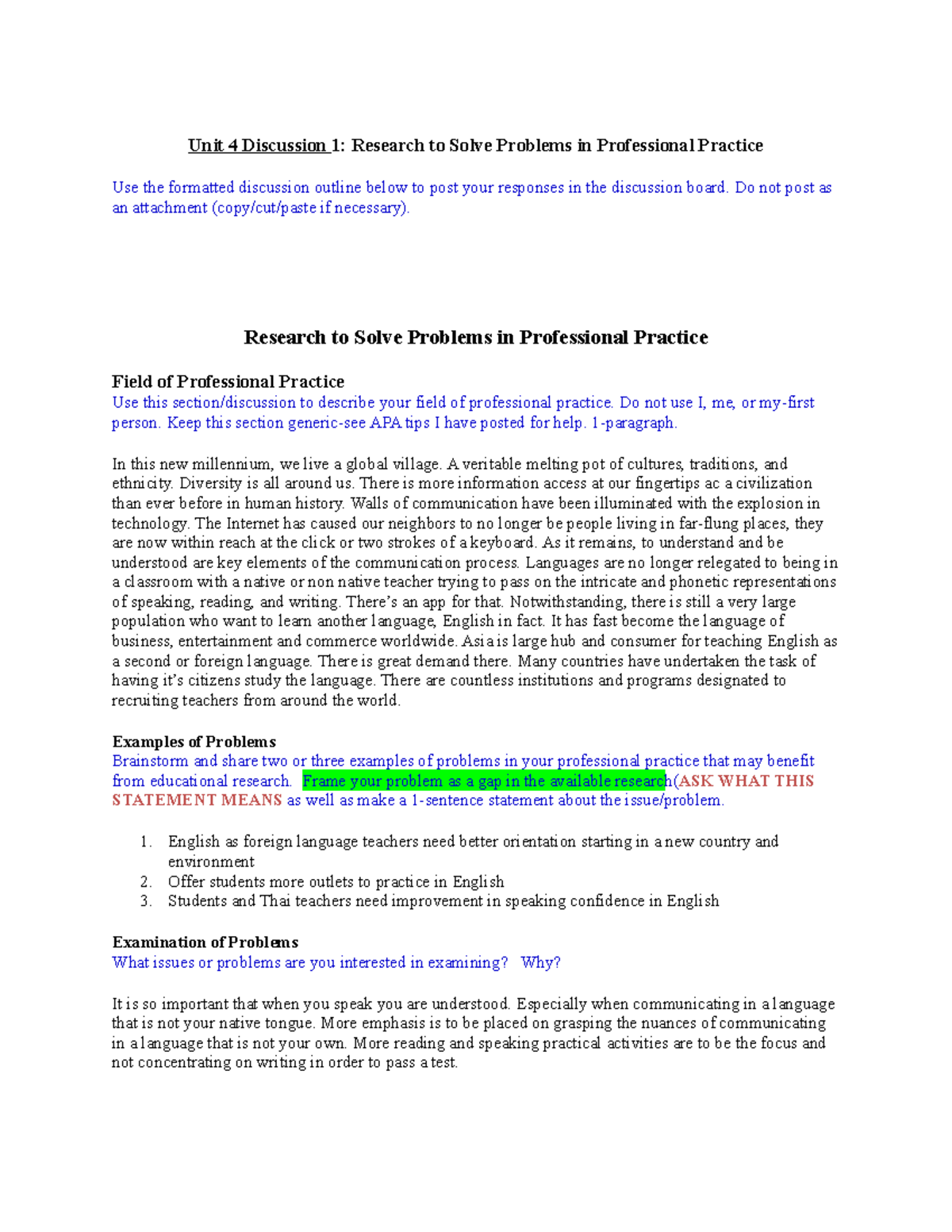ED5006 U04d01- Research to Solve Problems in Professional Practice ...