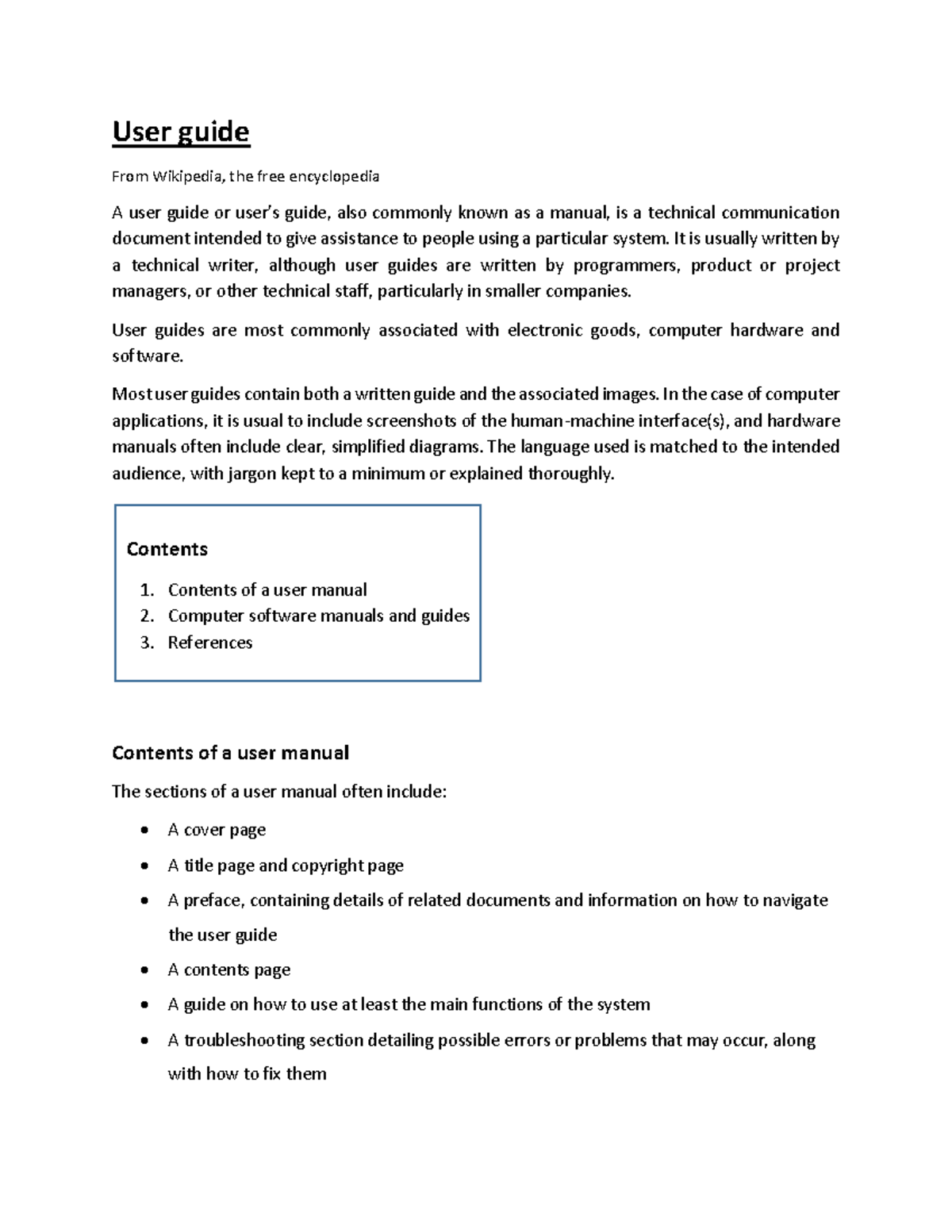 2 - Excellent - User guide From Wikipedia, the free encyclopedia A user ...