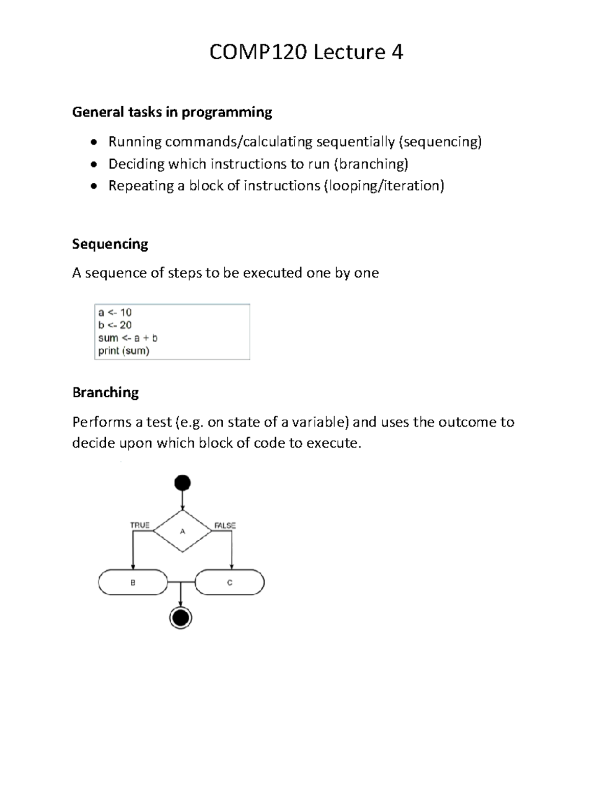 Lecture 4 - Branching, looping and functions - General tasks in ...