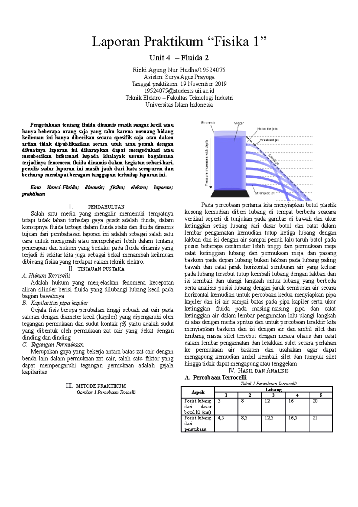 Laprak Fisika-Unit4-Rizki - Laporan Praktikum “Fisika 1” Unit 4 ...