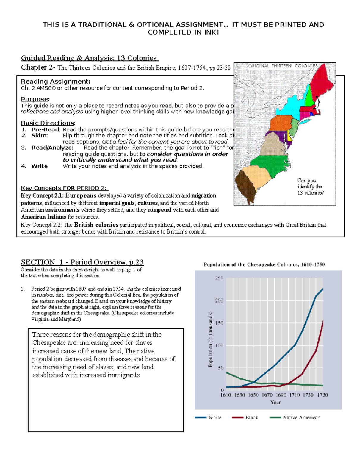 Amsco Period 2 Reading Guide - THIS IS A TRADITIONAL & OPTIONAL ...