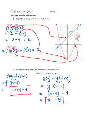 MATH 1240L-01 Quiz 7 Solution - MATH 1240 L- 01 - QUIZ 7 Name: Show ...