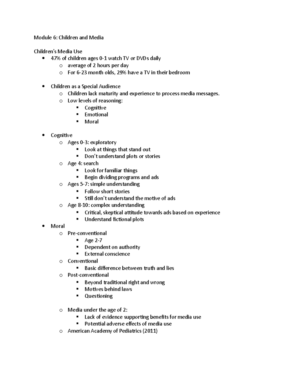 Module 6- Children Media - Module 6: Children and Media Children’s ...