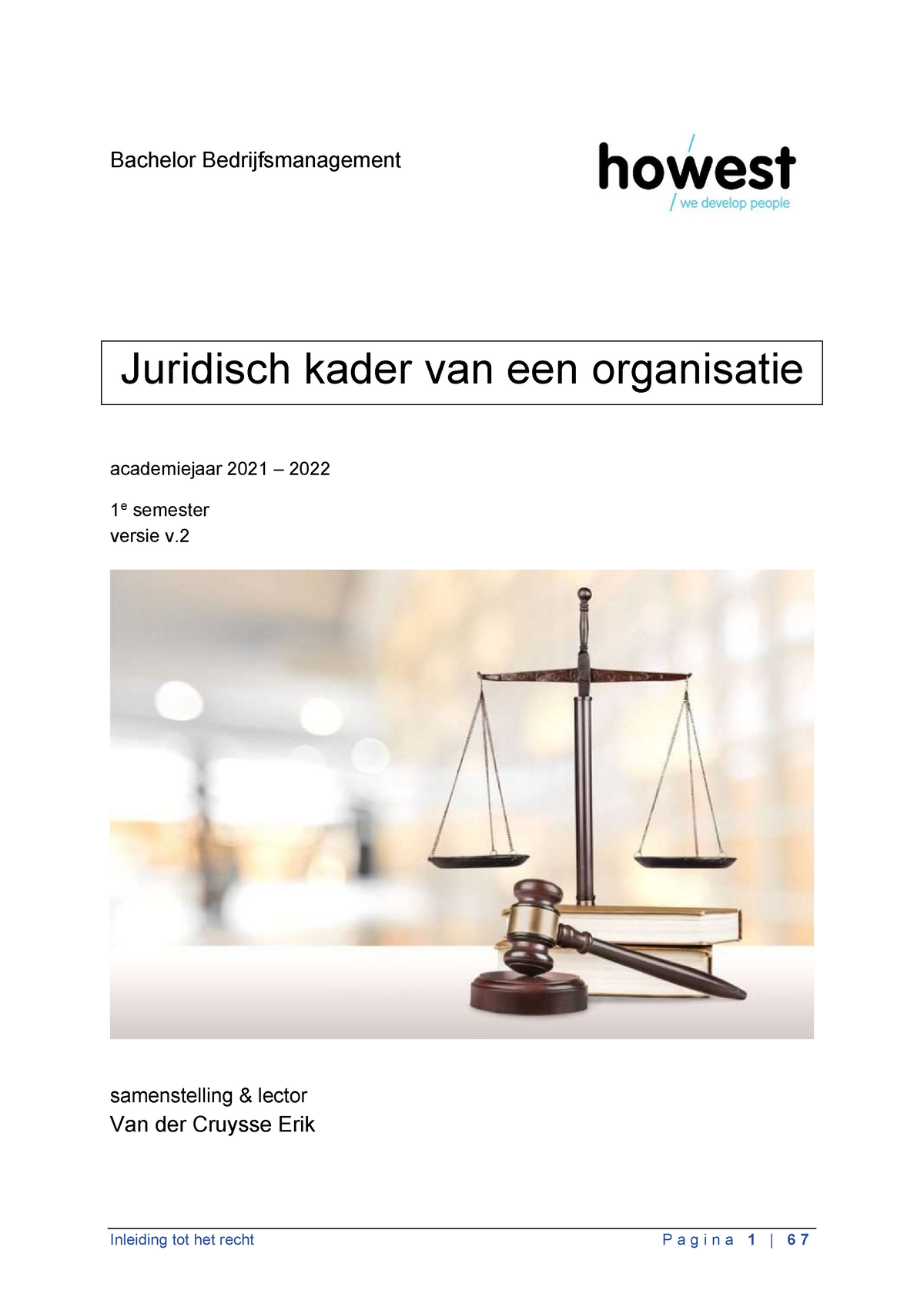 Cursus Juridisch Kader Van Organisatie Deel 1 &2 - Juridisch Kader Van ...