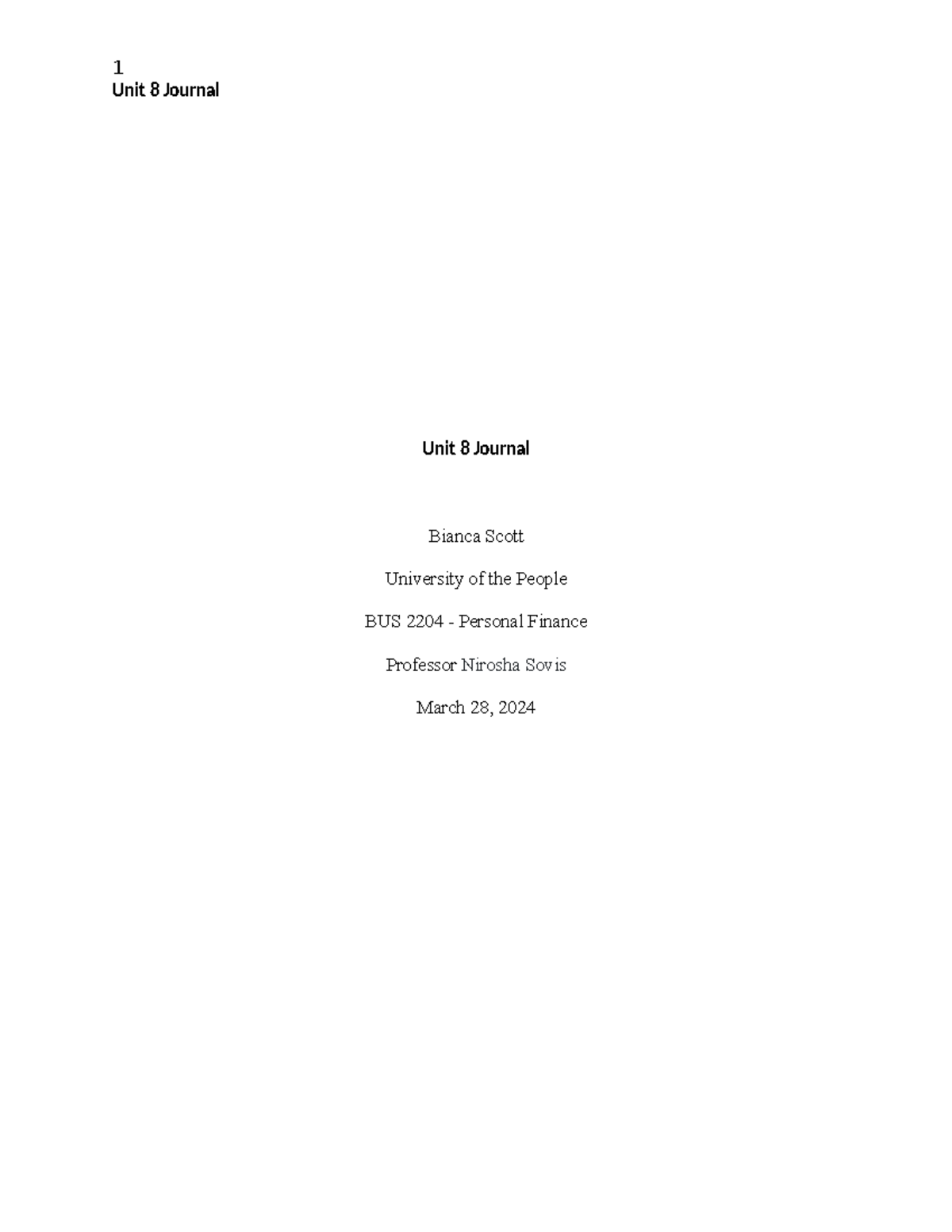 Fin Unit 8 Journal - Unit 8 Journal Unit 8 Journal Bianca Scott ...
