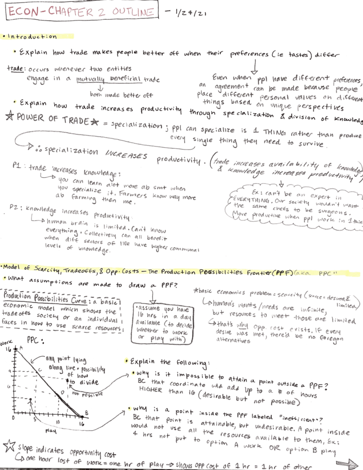 Econ101 Chapter 2 Notes - ECON 101 - Studocu