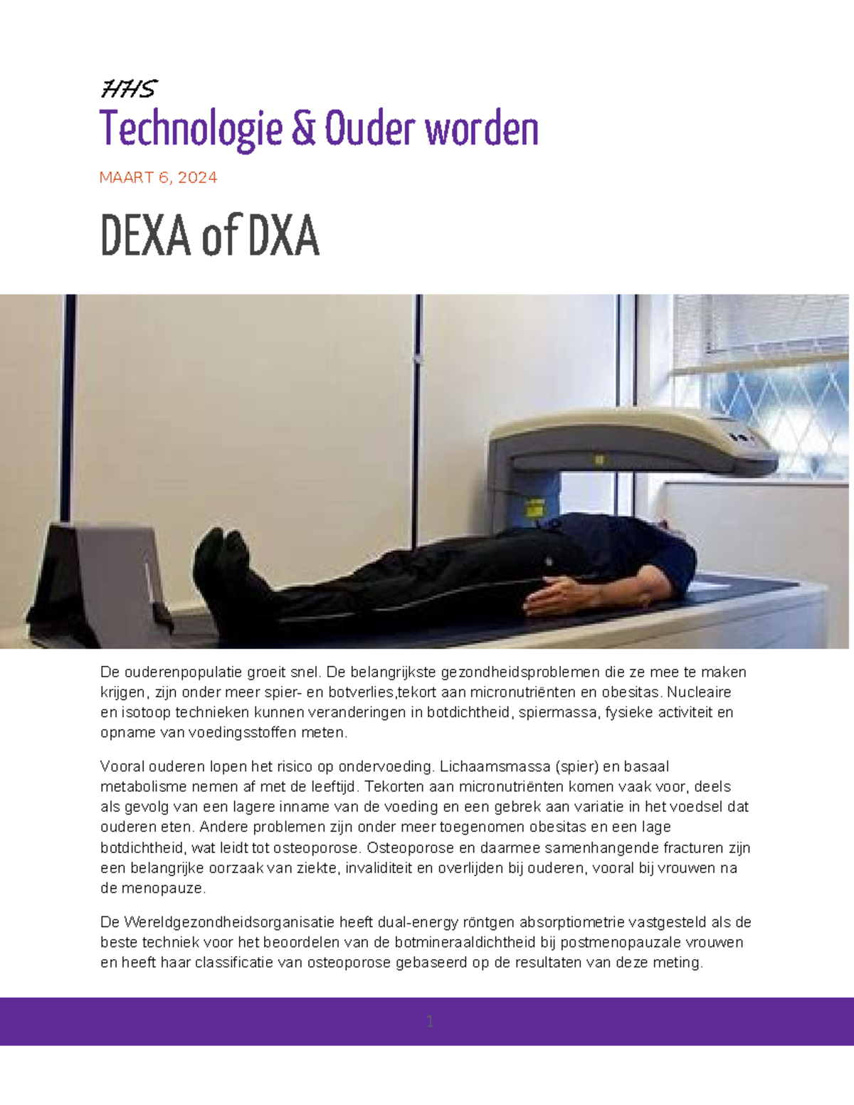Technologie & Ouder worden DEXA of DXA - HHS Technologie & Ouder worden ...