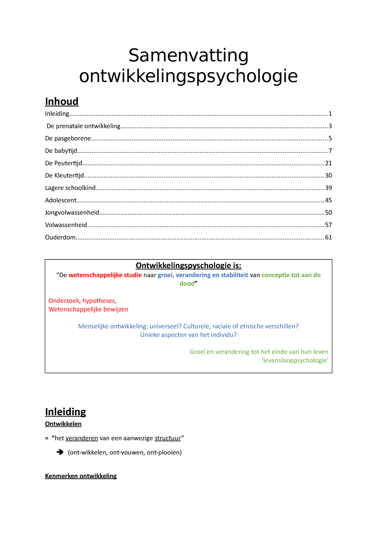 Samenvatting Ontwikkelingspsychologie - Samenvatting ...