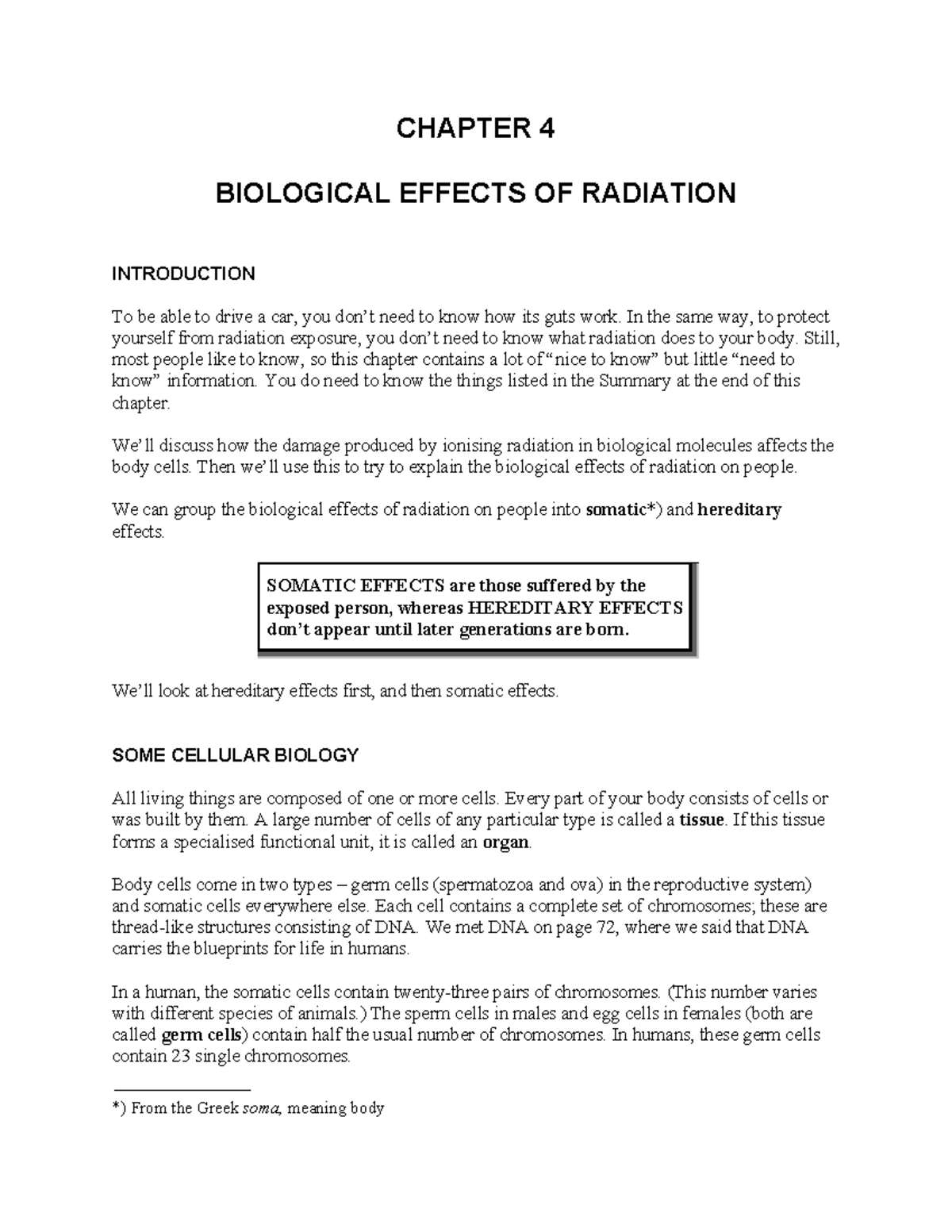 4 Biological Effects of Radiation - CHAPTER 4 BIOLOGICAL EFFECTS OF ...