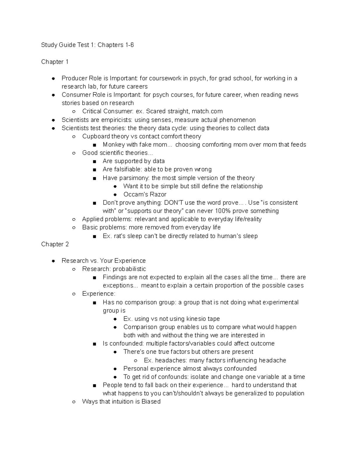 Study Guide Test 1 - PSY 2050 - Villanova - Studocu