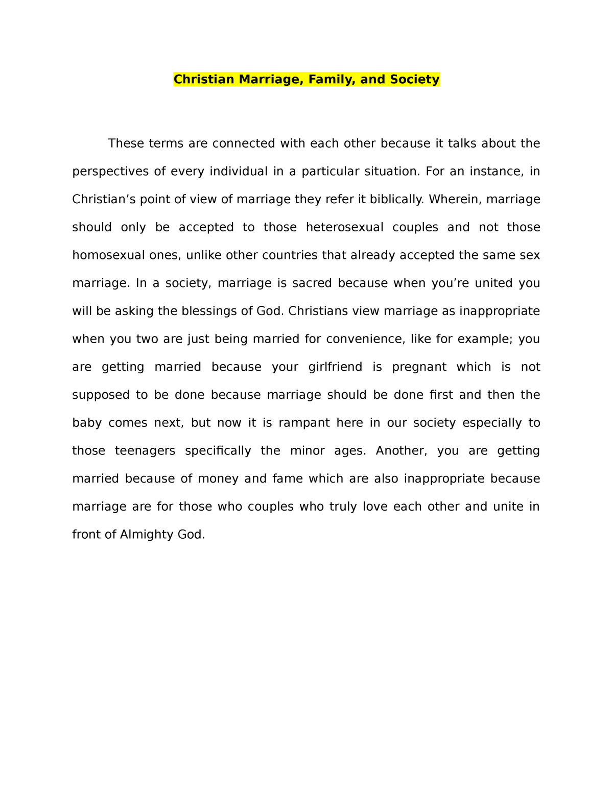 research paper on christian marriage