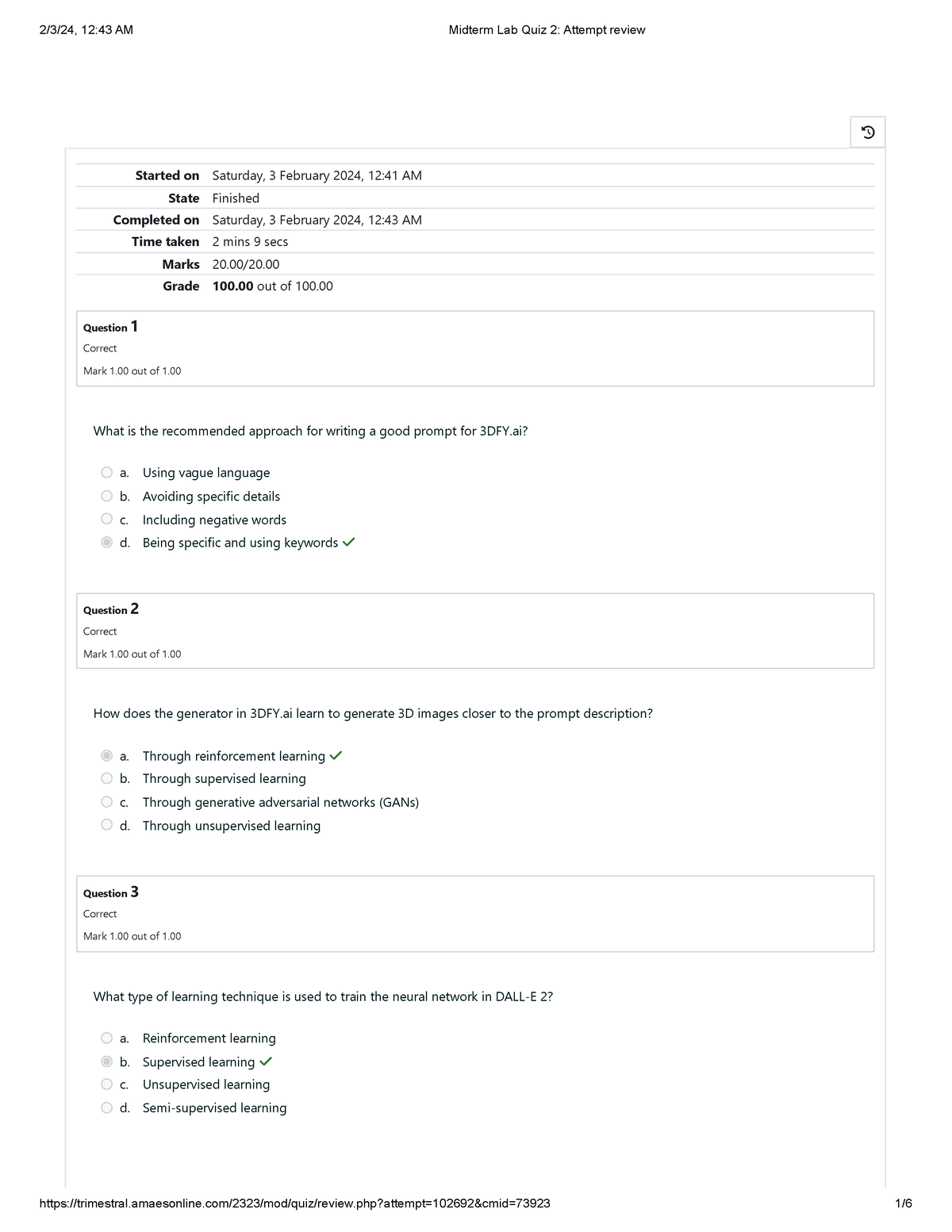 Midterm Lab Quiz 2 Attempt review - Started on Saturday, 3 February ...